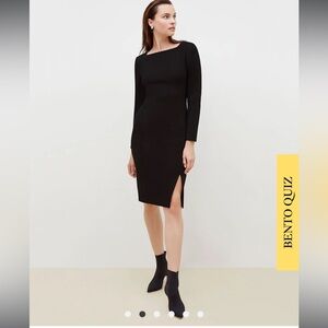 MM Lafleur Joanna wool blend Classic Black Long Sleeve Dress